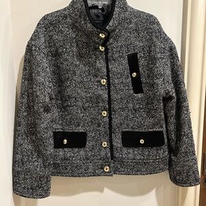 Talbots Petite Black and White Herringbone Jacket